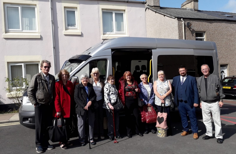 Cllr. Des English with residents of Anchor Court, Dalton